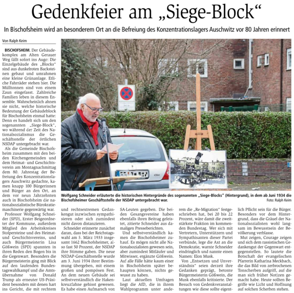 Gedenkfeier am „Siege-Block" 